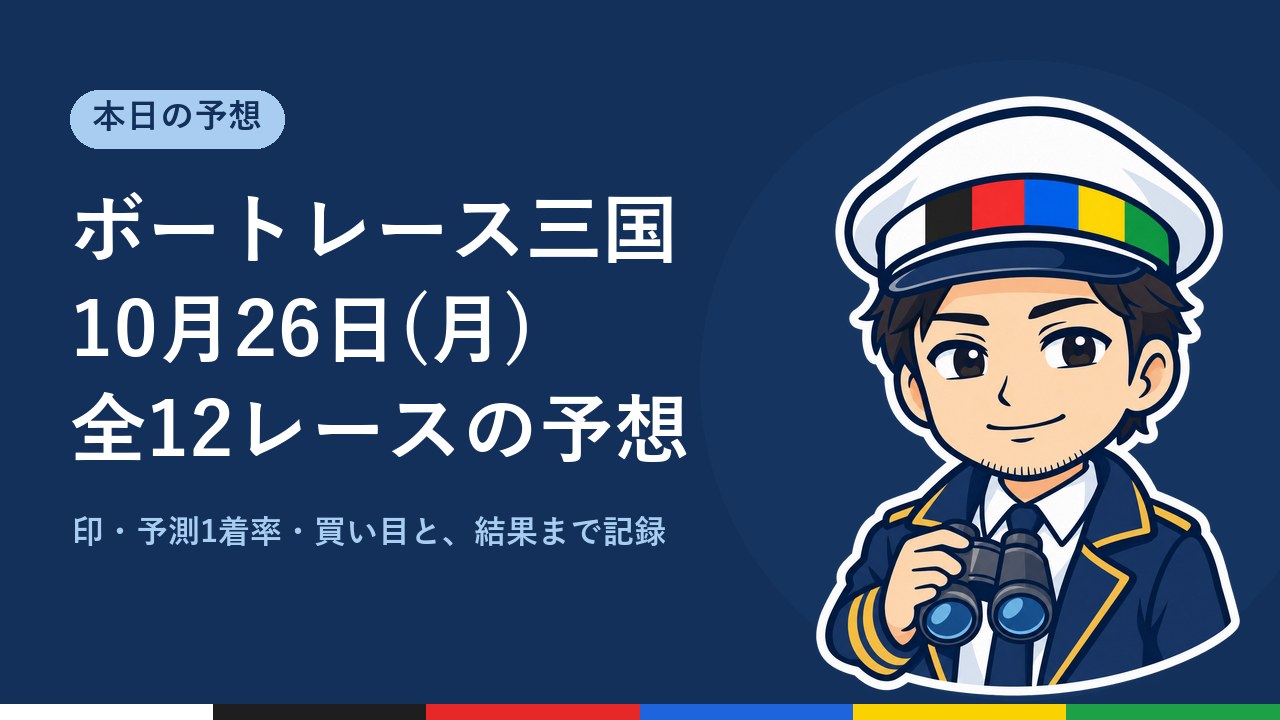 【ボートレース三国】10月26日(月) 全12レースの予想